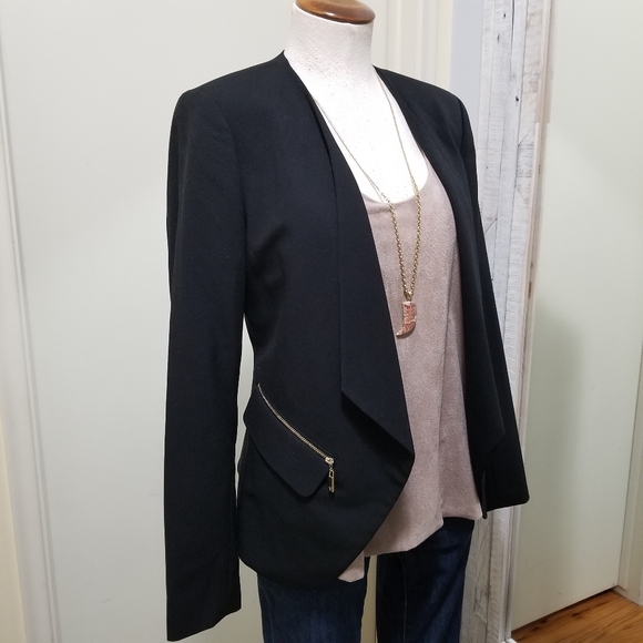 Vince Camuto Open Front Blazer Zipper Pockets 4 - Picture 3 of 8